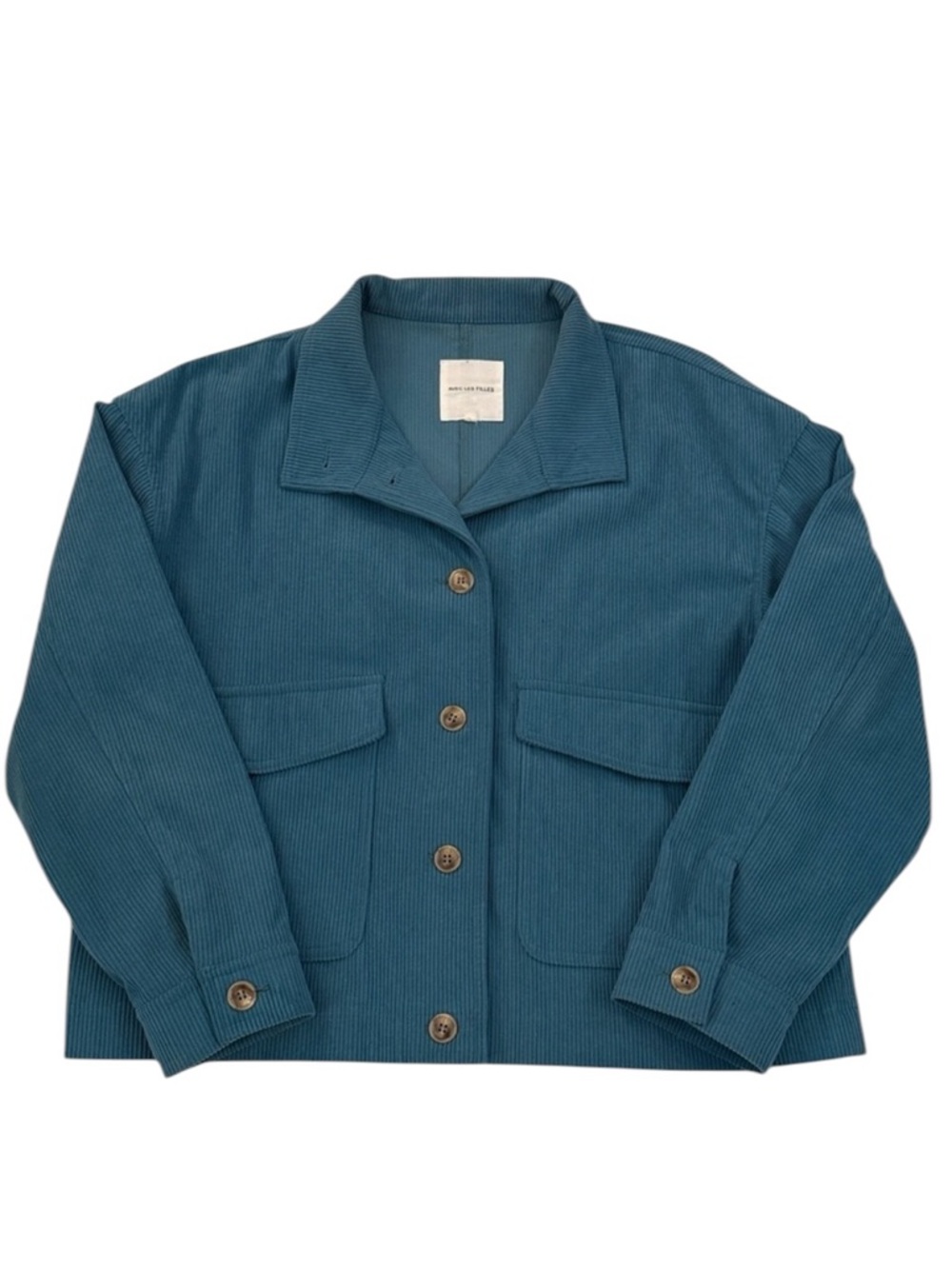 Anthro Avec Les Filles Teal Corduroy Shacket Oversized Boxy Button Up Jacket XL